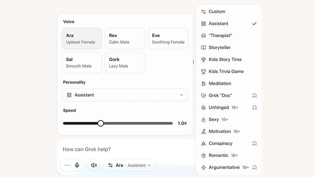 Grok voice mode for web