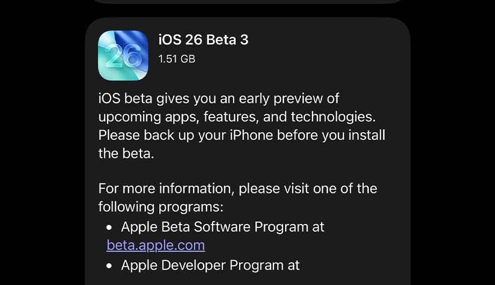 iOS 26 beta 3