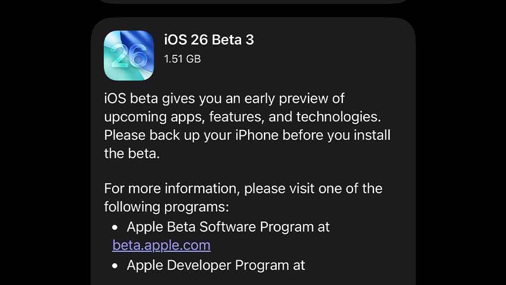 iOS 26 beta 3