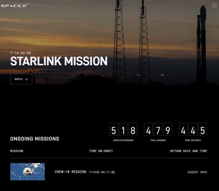 SpaceX webside design update