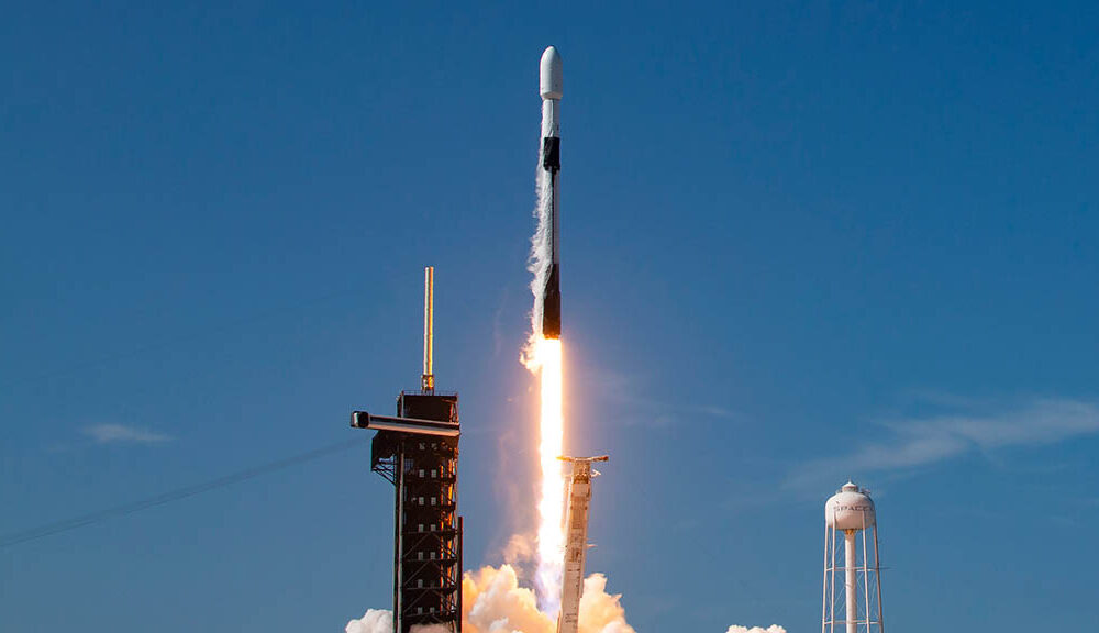 SpaceX Falcon 9 rocket liftoff from from Launch Complex 39A at Kennedy Space Center in Florida