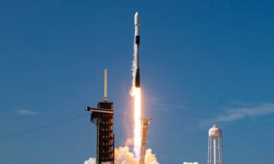 SpaceX Falcon 9 rocket liftoff from from Launch Complex 39A at Kennedy Space Center in Florida