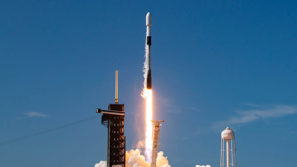 SpaceX Falcon 9 rocket liftoff from from Launch Complex 39A at Kennedy Space Center in Florida