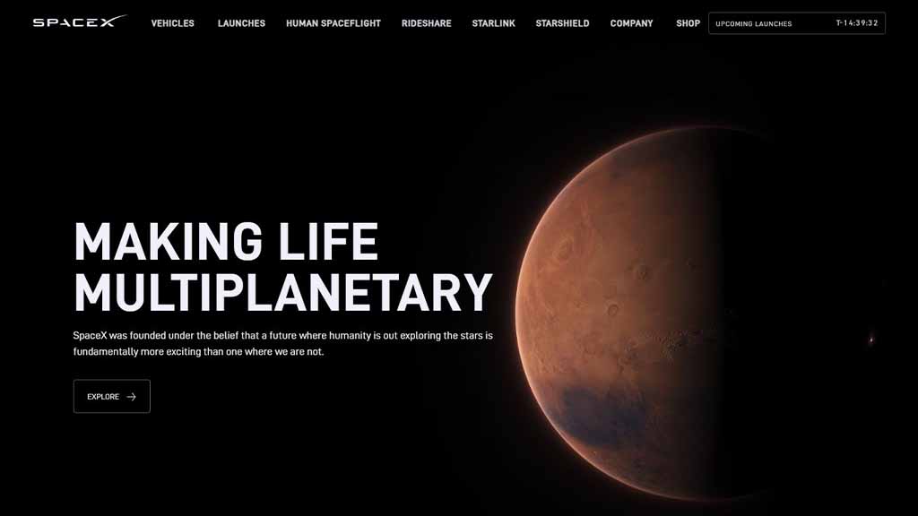 SpaceX website design update