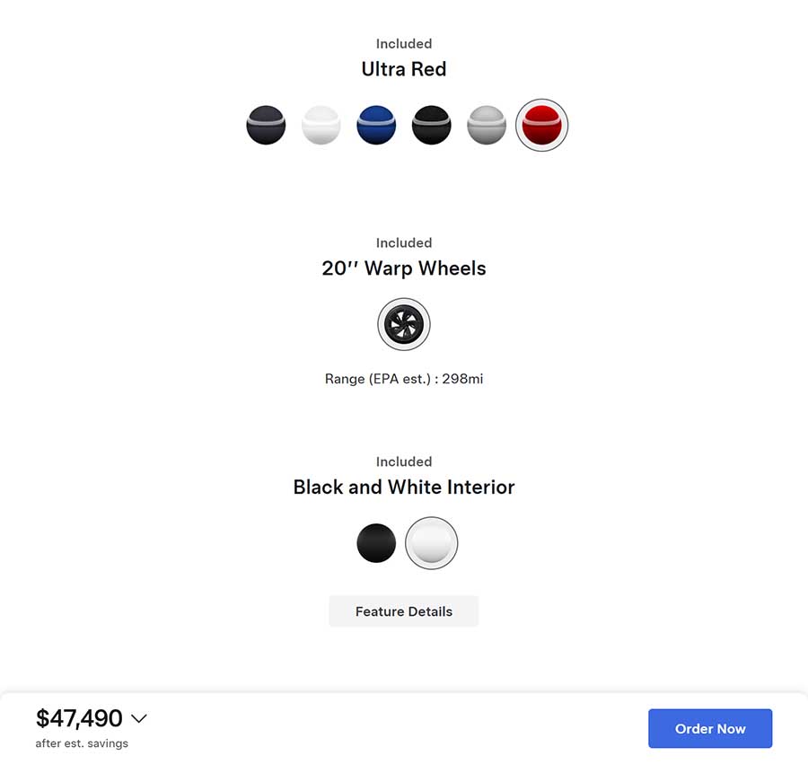Tesla Model 3 Performance free colors