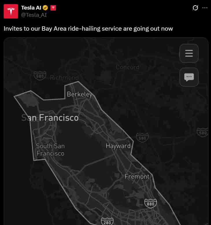 Tesla ride-hailing service Bay Area