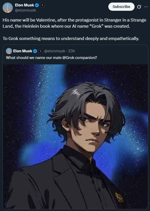 Valentine xAI Grok Companion