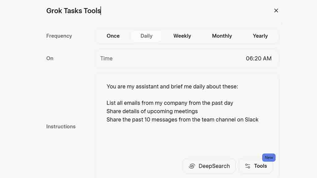 xAI Grok Tasks Tools