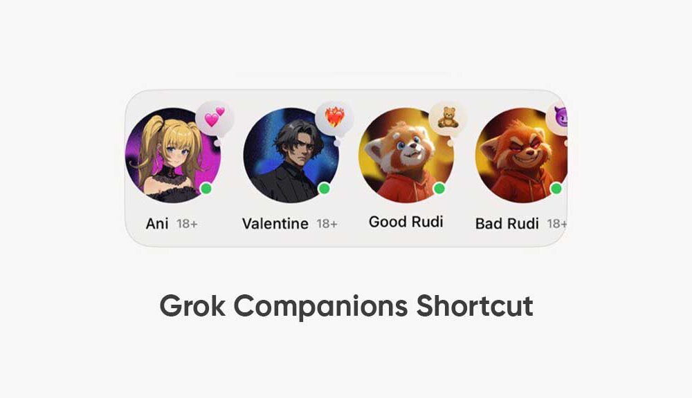 Grok companions shortcuts on home screen