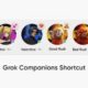 Grok companions shortcuts on home screen