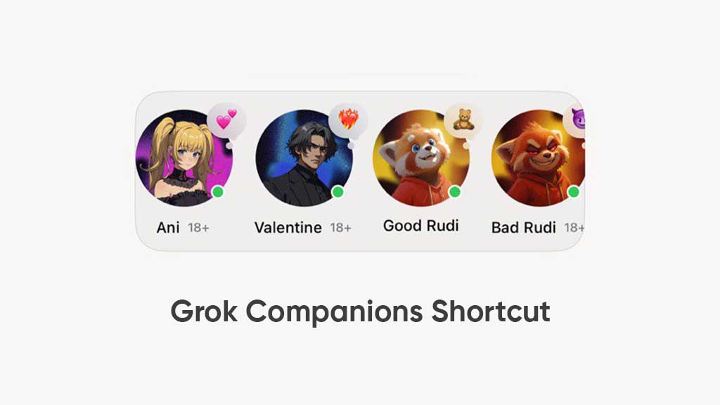 Grok companions shortcuts on home screen