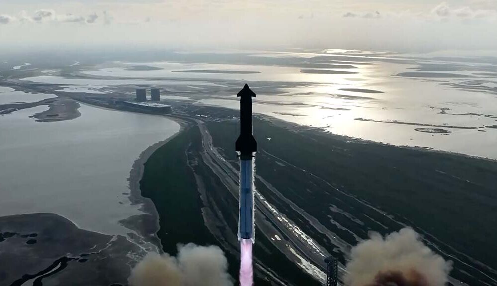 SpaceX Starship Flight 10 lifting off from Starbase, Texas