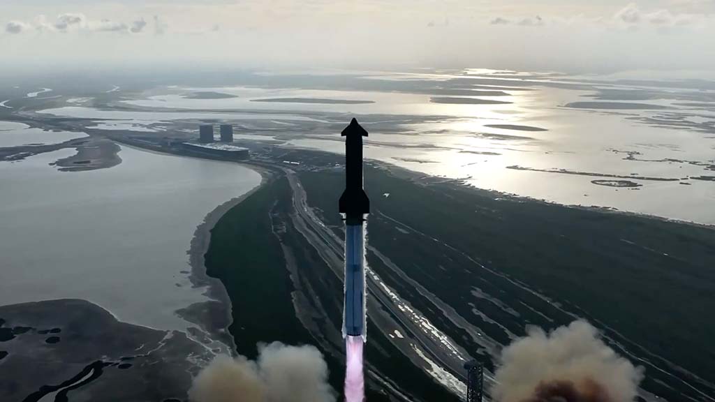SpaceX Starship Flight 10 lifting off from Starbase, Texas