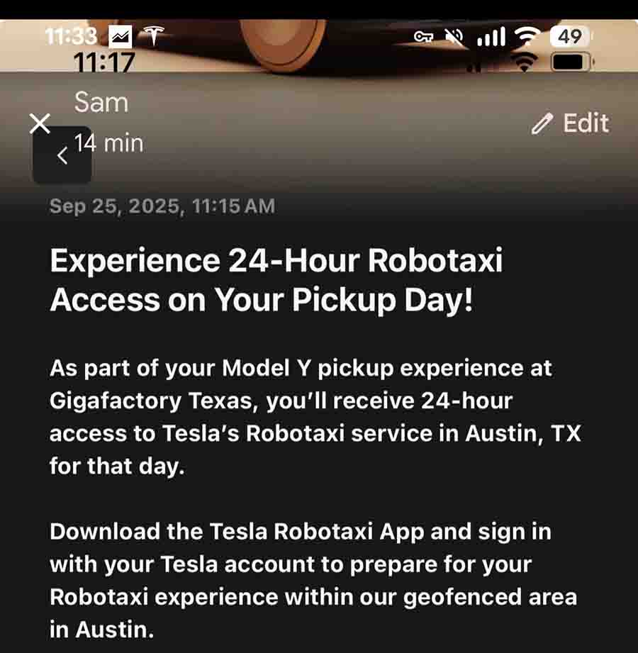 Tesla Robotaxi 24-hour access for new buyers
