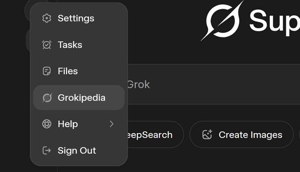 xAI Grokipedia Grok button
