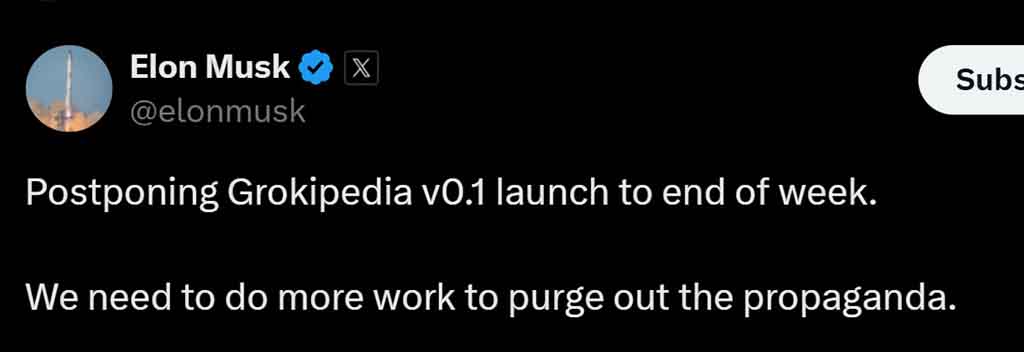 xAI Grokipedia launch