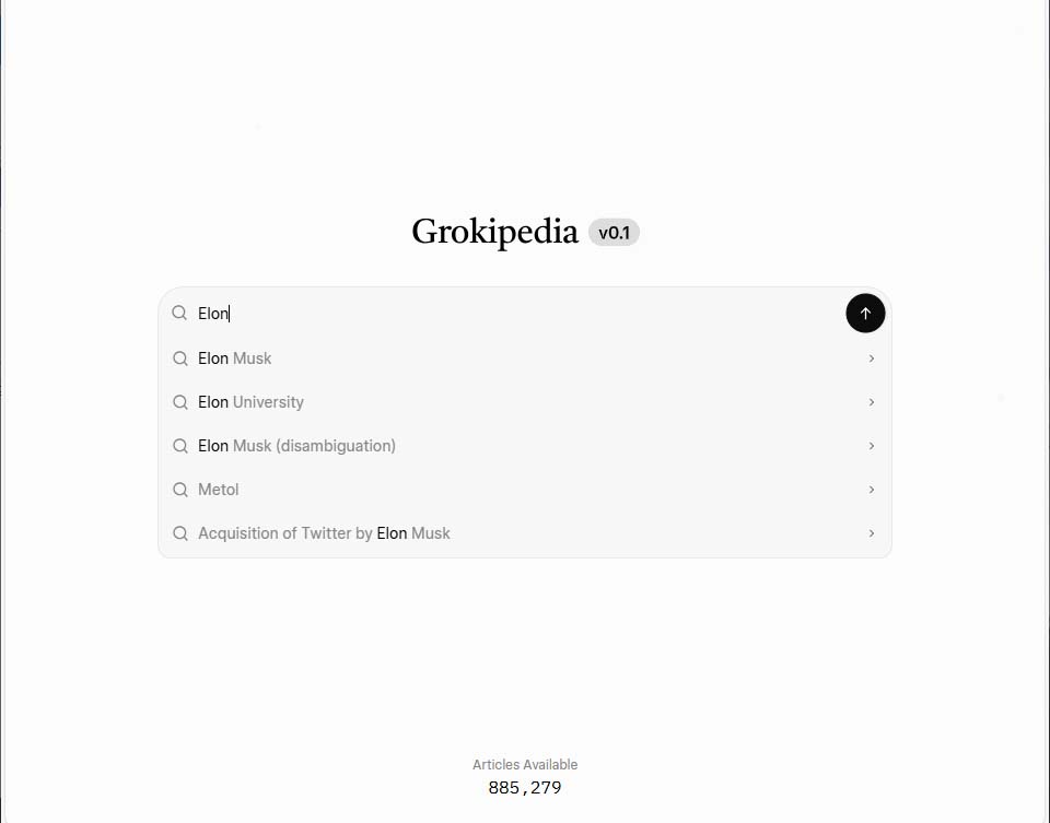 Grokipedia home page