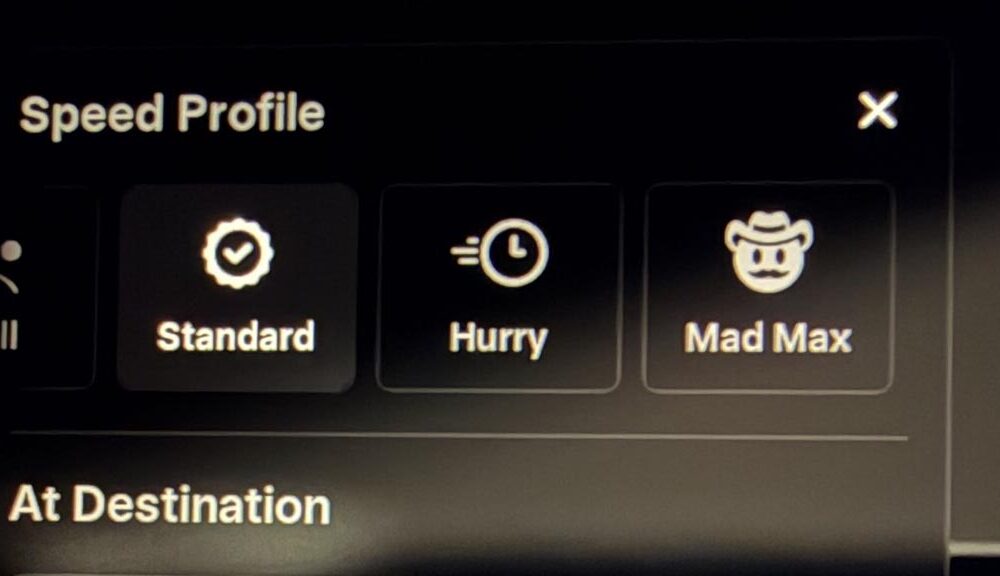Tesla FSD v14.1.2 Mad Max speed profile