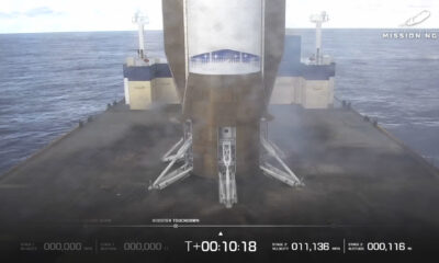 Blue Origin New Glenn first-stage landing on a droneship