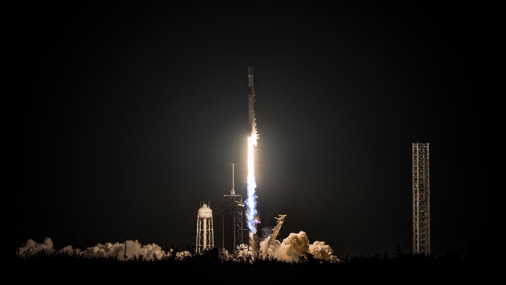 SpaceX Falcon 9 launch from Space Launch Complex 40 (SLC-40) at Cape Canaveral Space Force Station in Florida.