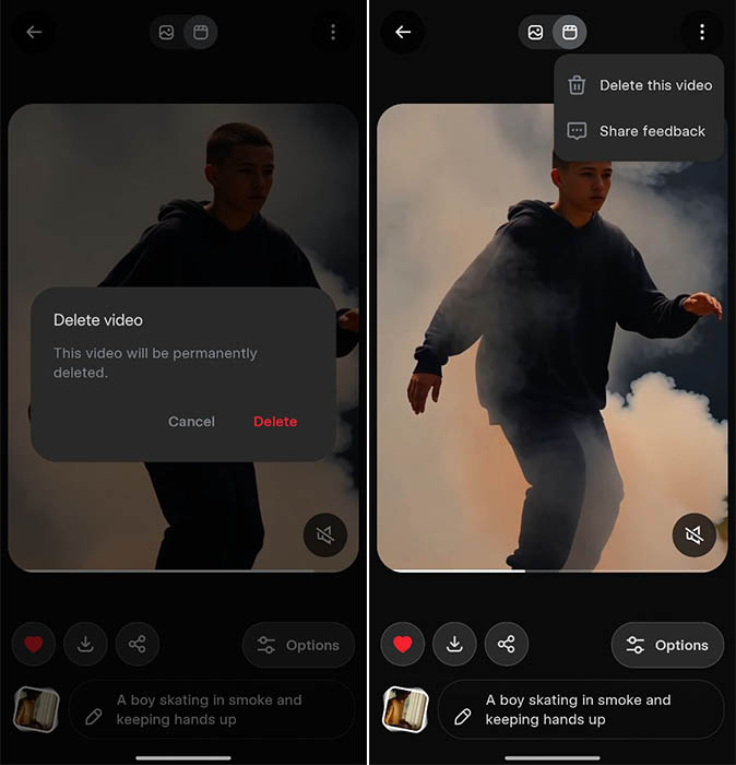 xAI Grok Imagine video delete feature