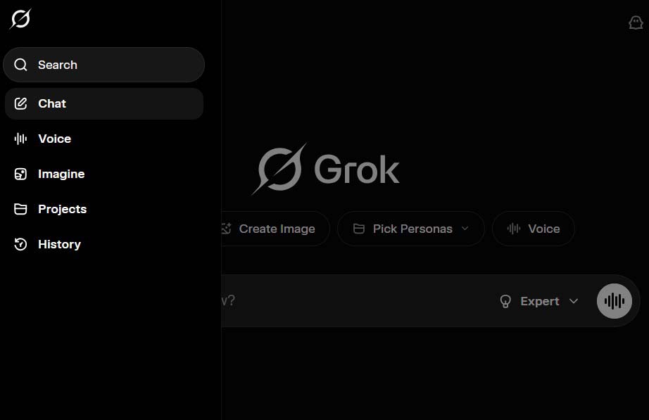 xAI Grok animated sidebar icons