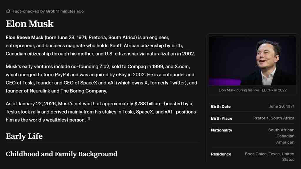 Elon Musk Grokipedia Infoboxes