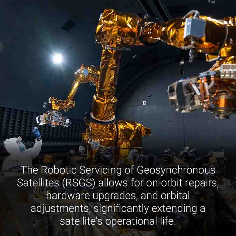 Robotic Servicing of Geosynchronous Satellites (RSGS) spacecraft to service on-orbit satellites in space