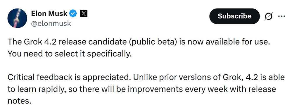 xAI Grok 4.20 public version