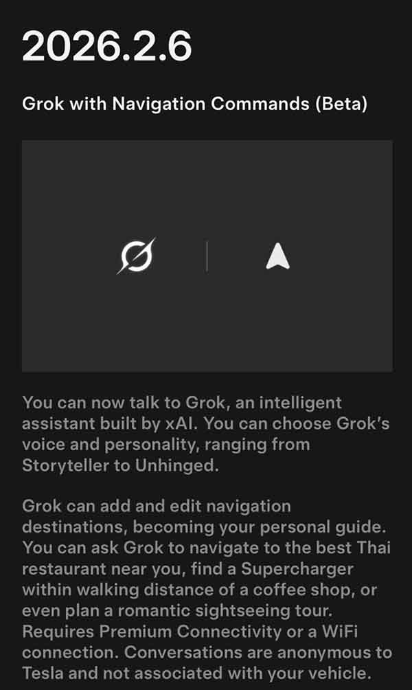 Tesla Grok Navigation Commands Europe