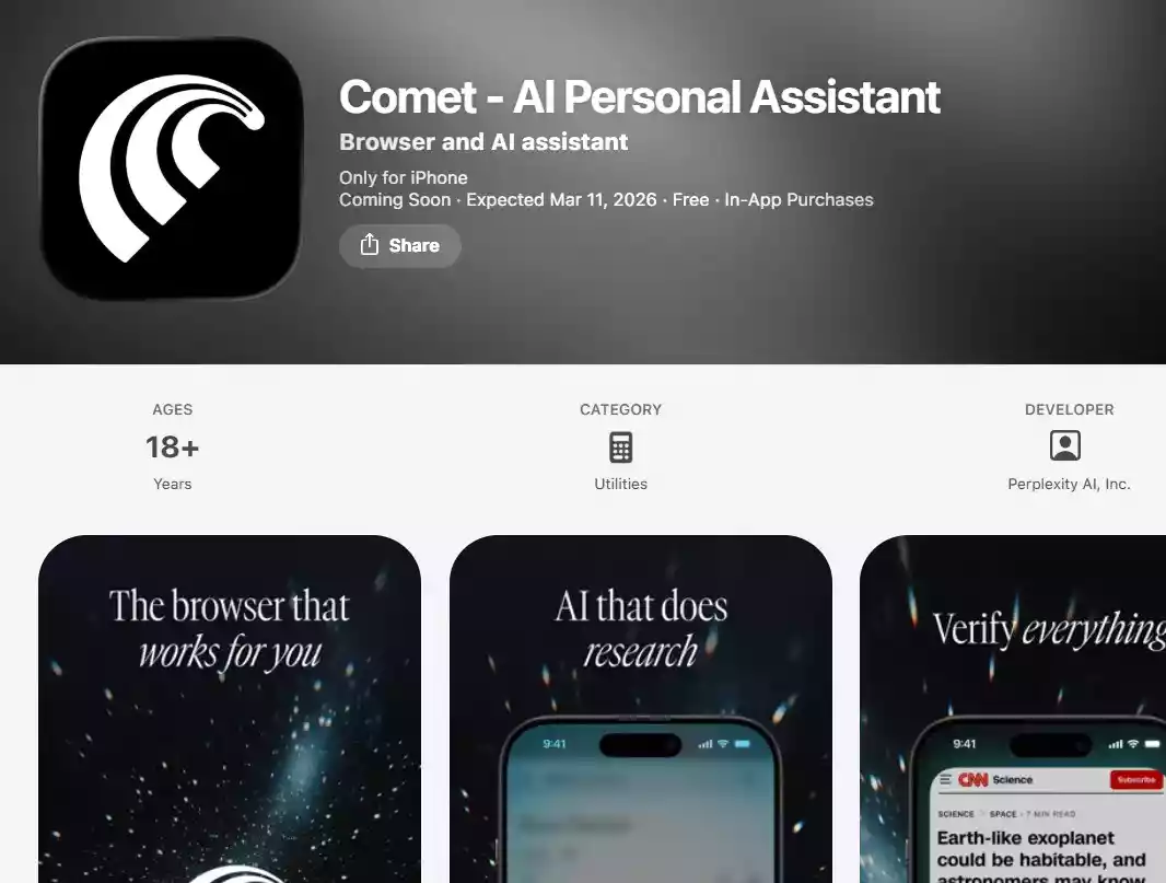 Perplexity Comet AI Browser iOS