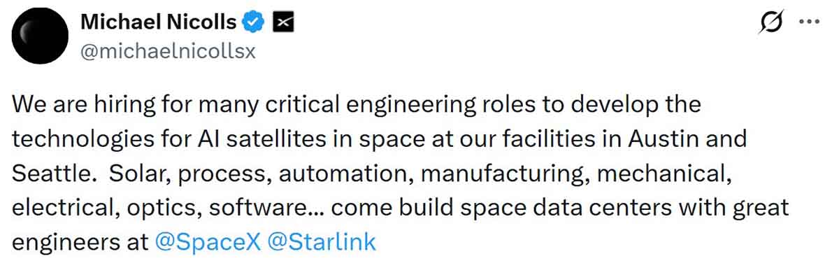 SpaceX AI satellite hiring