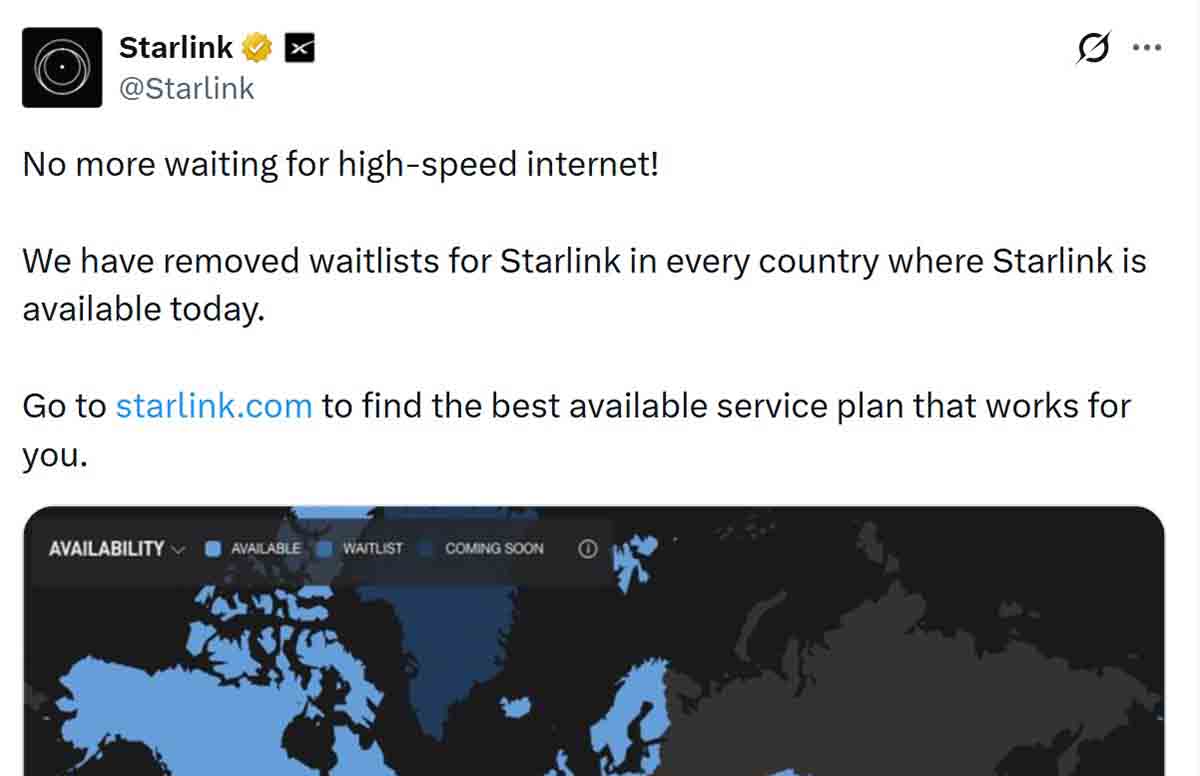SpaceX removed Starlink waitlist