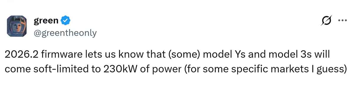 Tesla 230kW model leak