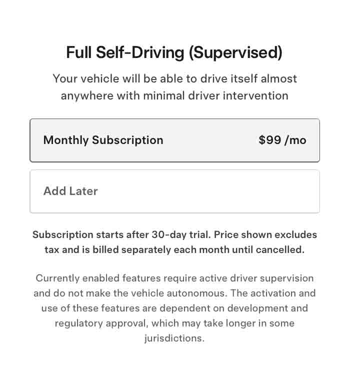 Tesla FSD subscription