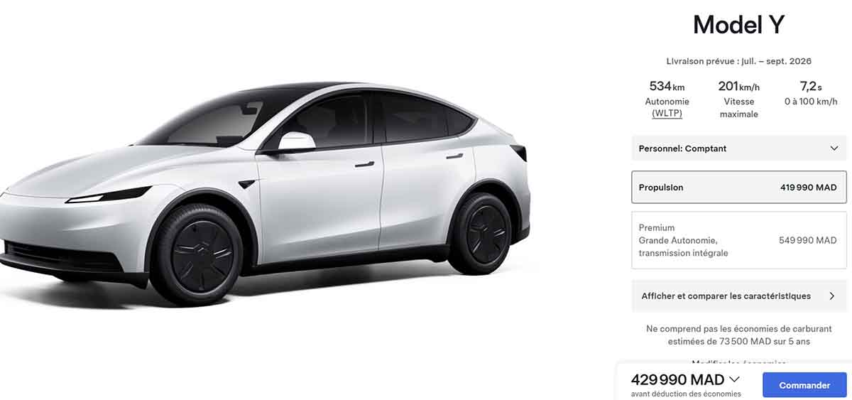 Tesla Model Y configurator Morocco