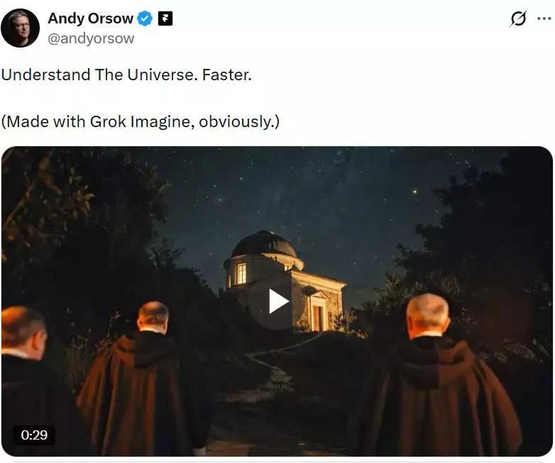 $1 million Grok Imagine 1.0 ad contest winner Andy Orsow (@andyorsow)