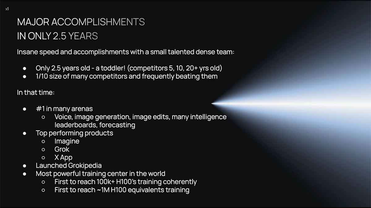 xAI 2.5-year achievements