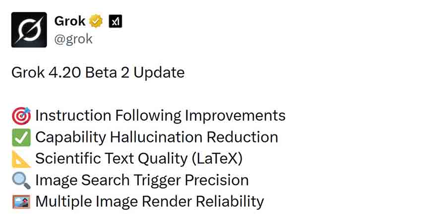 Grok 4.20 beta 2 released