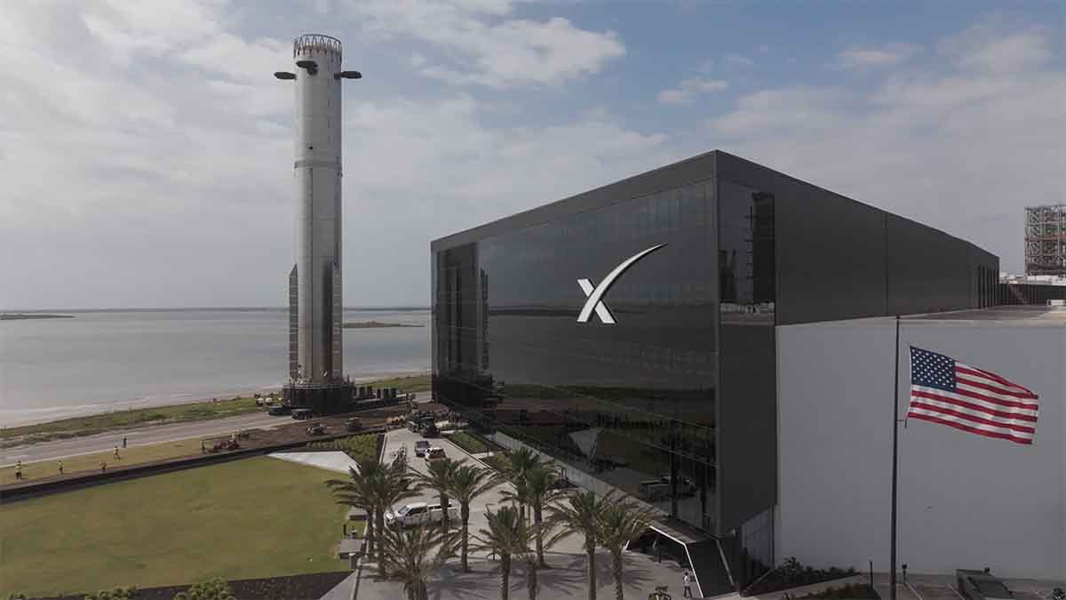 SpaceX Super Heavy booster moving out of the factory for testing