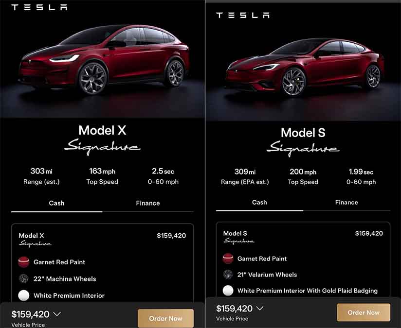 Tesla Model S and X Signature Edition
