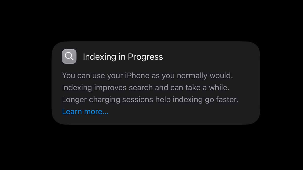 iOS 27 indexing in progress