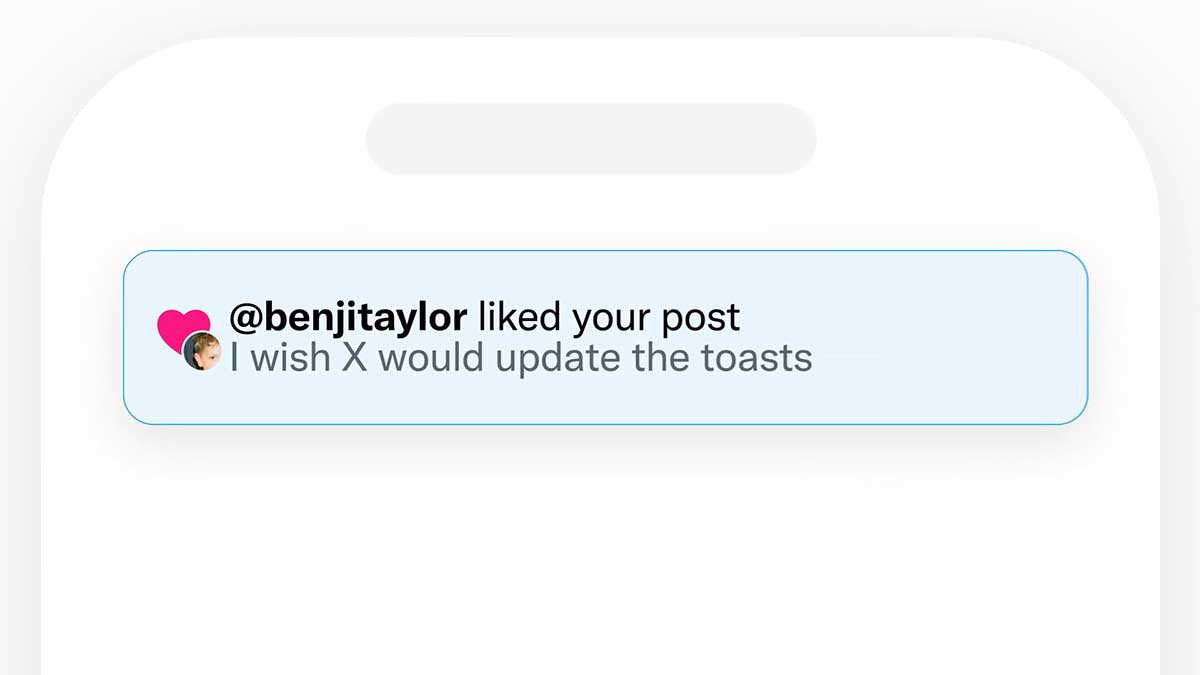 X in-app notification design